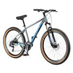 FitTrip Scrambler 27.5T | 21 SPD Shimano Gears | QC Tested 1030 Hi-Ten Steel Frame | Dual Disk Brakes | Lockout Suspension | Unisex | Fully Fitted (Nardo Grey-Blue)