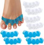 8Pcs Toe Spacers,Soft Gel Toe Separators and Spreaders to Correct Bunions and Restore Toes to Their Original Shape,H HOME-MART Bunion Corrector Toe Spacer Toe Straightener Toe Stretcher Big Toe Correctors (Blue+Blue+White+White(4 Pairs))