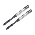uxcell M3 x 0.5 Spiral Flute Thread Tap, Metric Machine Threading Tap HSS Nitriding Coated, Round Shank with Square End, H2 Tolerance, 2pcs