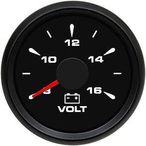 Geloo 52mm Marine Voltage Gauge 8-16 Volt Meter Gauges Boat Car Voltmeter Gauge Set with 7 Colors Backlight Waterproof Voltmeter Gauges Indicator 9-32V