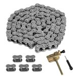 Belleone #35 Roller Chain, 3 Feet 35 Chain with 5 Master Links, Chain Breaker- Carbon Steel Chain for Mini Bike, Go Kart, Motorcycle, Scooter, Bicycle, Home and Industrial Machinery - 96 Links