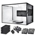 Airbrush Spray Booth with Dual Exhaust Fans,Portable Airbrush Paint Booth for Airbrushing,2 Round Led Lights with 360° Coverage,Turntable and Extension Hose,Hobby Spray Booth Kit for Painting Model