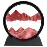 Virahi Sand Art 3D Natural Landscape Showpieces for Home Decor, Antique Gifts for Kids, Office Desktop Decoration, Desk Table Decorative Items, Moving Sand Art Picture, Glass Liquid Painting (Red)