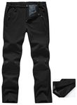 TBMPOY Men's Snow Ski Pants Waterproof Softshell Fleece Lined Outdoor Snowboard Work Hiking Zipper Bottom Leg (Black 34)