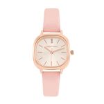 Joker & Witch Cinque White Dial Pink Faux Leather Analogue Watch for Women