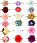 Cinaci 18 Pack Colorful Daisy Rose Flower Hair Bows Chiffon Flowers Baby Headbands Handmade Floral Bow Elastic Stretchy Nylon Hair Bands Accessories for Baby Girls Newborns Infants Toddlers Kids Teens