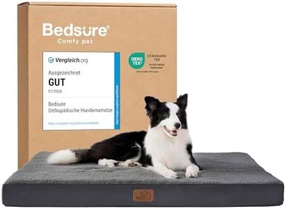 BEDSURE orthopädisches Hundebett Grosse Hunde - 112x81x7.6cm Hundekissen waschbar Hundematte mit abnehmbarem Plüsch-Sherpa-Bezug Hundematratze Rutschfester Unterseite in dunkelgrau für große Hunde