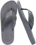 KuaiLu Mens Flip Flops Arch Support Orthotic Orthopedic Plantar Fasciitis Comfortable Waterproof Open Toe Summer Beach Leather Thong Sandals Cushion Slip on Slippers Grey Size 13