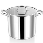 P&P CHEF 10 Quart Extra Large Stock Cooking Pot with Glass Lid, Pasta Canning Stockpot with Measuring Markings for Family or Restaurant Cooking, Sturdy & Dishwasher Safe