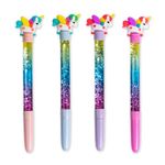 Toyseum 8 x Unicorn Sparkly Glitter Pens, Pretty Fillers for Girls Party Bags, Stationery Toy Favours for School Prizes and Themed Parties, Pack of 8