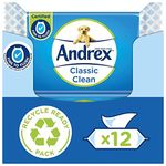 Andrex Classic Clean Washlets - Toilet Tissue Wet Wipes with Micellar Water - 12 Packs (480 tissues) - Flushable Washlets for a Shower Fresh Clean - Biodegradable and Plastic-Free