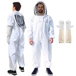 AOTUMA Bee Suit for Men,Beekeeping Suit for Women,Bee Keeper Suit with Glove (White-XXL)