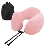 Cloudgree Travel Pillow, Best Memory Foam Neck Pillow Airplane Pillow with Storage Bag Lightweight Traveling Pillow for Sleeping Rest on Airplane, Car, Train and at Office and Home Use (Pink)