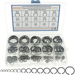 HVAZI Metric 15-Sizes Round Wire C-Clips External Retaining Rings Assortment Kit;Round Wire Snap Rings for Shaft(Black 5mm-28mm）