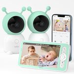 BOIFUN 5" Split-Screen Video Baby Monitor, 2 Cameras, 3MP Display & 360° Camera with Night Light, Mobile APP Control & LCD Monitor, Auto Tracking, AI Motion & Sound Detection, 3000mAh Battery