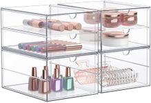 Sorbus Makeup Organizer With 3 Drawers, Acrylic Drawer Organizer for Makeup, Office Organization and Storage, Art Supplies, Jewelry, Stationary - 4 Pcs Clear Stackable Storage Bins Organizer Drawers