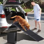 FASNATI Folding Dog Ramp for Cars, Supports up to 70kg, Portable Pet Ramp for Medium &Large Dogs with Anti-Slip Tape, Available for Car, SUV, Lightweight and Easy Storage