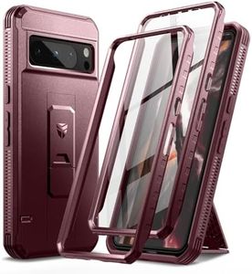 Dexnor Full Body Case for Google Pixel 8 Pro【Double Front Frame & Kickstand 】, Bumpershock Technology Drop Protection Rugged Phone Cover Shockproof Protective Bumper Case - Red