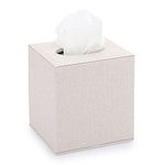 BTSKY Linen Household Office Cube Tissue Paper Holder Square Tissue Box Cover Case Napkin Holder (Beige)