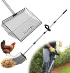 15-inch Chicken Poop Scooper with Ergonomic Grip, Adjustable 24"-63" Handle, 4-in-1 Multifunctional Litter Scoop for Chicken Coop, Goat Stall, Stable, and Pet Waste Cleanup