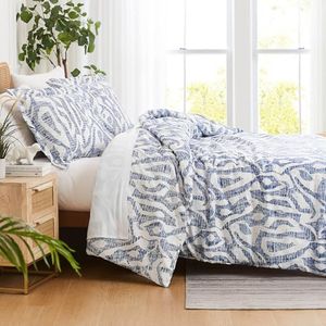 Southshore Fine Living, Inc. Oversized King Size Comforter Bedding Set, Down Alternative Filling, Modern Abstract Bed Spread, King/Cal King Comforter & Matching Shams, Blue Khari