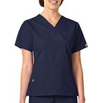 WonderWink Women's Scrubs Bravo 5 Pocket V-Neck Top, Navy, Medium