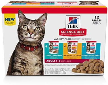 Hill's Science Diet Adult 1-6, Adult 1-6 Premium Nutrition, Wet Cat Food, Variety Case: Tuna, Chicken, Ocean Fish Stew, 2.8 oz Pouch Variety Case, Case of 12