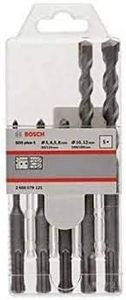 Bosch Professional SDS Plus -1 Drill Bit Set, With 5X50X110, 6.5X50X110, 8X50X110, 10X100X160, 12X100X160, Pack Of 5