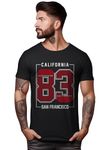 Peppyzone Casual T Shirt for Men Cotton Graphic Number Printed Round Neck Tshirt for Men (L, Black)