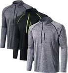 ATHLIO 3 Pack Men's Long Sleeve Athletic Shirts - Quick Dry, UV Sun Protection, and 1/4 Zip Pullover Running Tops for Outdoor AO-DQZ02-BCS_Large