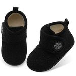 JOINFREE Boys Warm Boots Indoor Girls Winter Anti-Slip Slippers Household Shoes for Kids Black 3.5-4 Infant