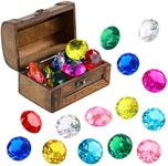 XIJUAN Diving gem Pool Toys,15 Big Colorful Diamond Big Treasure Chest Summer Swimming gems Pirate Diving Toy Set Underwater Swimming Toy Children's Game Gifts for Boys and Girls.