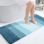 smiry Microfiber Bath Mat, 60 x 120 cm, Non-Slip Super Absorbent Bathroom Mat, Machine Washable Fluffy Shaggy Bath Mats Rugs for Bathroom, Extra Soft Thick Bathroom Floor Foot Mat, Caribbean Sea