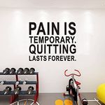 Motivational Wall Decals, Gym Wall Stickers, (Easy to Apply), Wall Decor Vinyl Art Quotes Inspirational Office School Classroom Garage Sports Positive Posters Home Sayings, Pain is Temporary 18"X15"