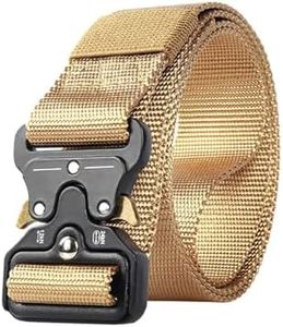 Yotsuba Men's Tactical Belt Heavy Duty Nylon Web Belt | Army Waist Web Strap | Quick Release Buckle for Outdoor, Hunting, Camping, EDC (khaki)
