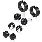 Trinckle 4 Pairs Magnetic Earrings, Black Men's Earrings Magnetic Studs for Women Hypoallergenic Surgical Steel Earrings for Boys Clip on Earrings Stud Jewelry Gifts Aritos Para Hombre