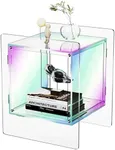 solaround Acrylic Nightstand Colorful Bedside Table with Open Storage Shelf,Clear Side Table for Living Room (1, Iridescent)