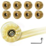 TUCANA 8 Pack Luminous Roller Skate Wheels (32 X 58 mm) for Indoor or Outdoor Double Row Skating, TPU Roller Skating Replacement Accessories (gold)