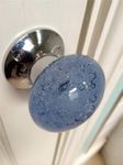 Beautiful Pair of Large Blue Contemporary/Retro Round Smooth Bubble Glass Chrome Mortice Door Knobs/Handles