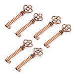 Generic Skeleton Key Brass Hollow Barrel Skeleton Key for Doors, Dressers, Desks, Cabinets, Clocks, and Vintage Furniture Pack of 6