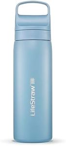 LifeStraw Go Series – Insulated Stainless Steel Water Filter Bottle for Travel and Everyday Use, Removes Bacteria, Parasites and Microplastics, Improves Taste, 18oz Icelandic Blue