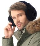 Telepepe Heated Earmuffs Unisex Soft and Warm Furry Ear Covers for Cold Weather (navy blue)