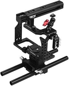 Andoer Camera Cage with Top Handle and 15mm Rod Baseplate Kit, Video Film Movie Making Stabilizer with Cold Shoe Mount Cable Clamp Mounting Adapter for Sony A7II/A7III/A7SII/A7M3/A7RII/A7RIII Camera