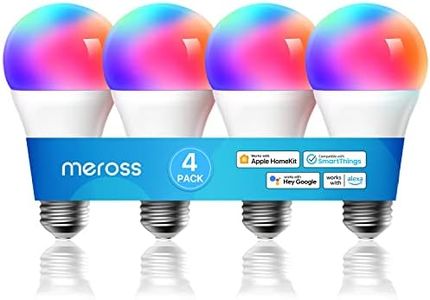 meross Smart Light Bulb, Smart WiFi LED Bulbs Compatible with Apple HomeKit Siri, Alexa, Google Assistant and SmartThings, Dimmable E27 Multicolor 2700K-6500K RGBCW, 810 Lumens 60W Equivalent, 4 Pack