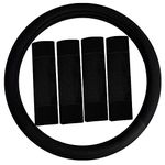 FH Group FH2033BLACK Steering Wheel Cover (Modernistic and Seat Belt Pads Combo Set Black)