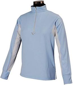 (X-Large, Glacier Blue) - TuffRider Kid's Ventilated Technical Long Sleeve Sport Shirt with Mesh