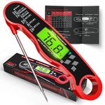 AWLKIM Instant Read Meat Thermometer Digital - Waterproof Food Thermometer with Backlight for Cooking, Grill, Candy, Kitchen & Stocking Stuffers for Men - Red