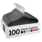 ZOBER Space Saving Velvet Hangers Strong and Durable Hold Up to 10 Lbs - 360 Degree Chrome Swivel Hook - Ultra Thin Non Slip Suit Hangers - (Gray, 100 Pieces)