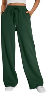 Trendy Queen Womens Wide Leg Fleece Lined Sweatpants Green L