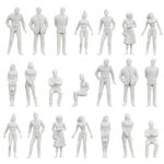 XAVSWRDE 100 PCS Model Train People Passengers 1:50 White Unpainted Architectural Tiny Mini People Figures Plastic O Scale Figures Sitting and Standing for Miniature Scenes Micro Landscape Doll House